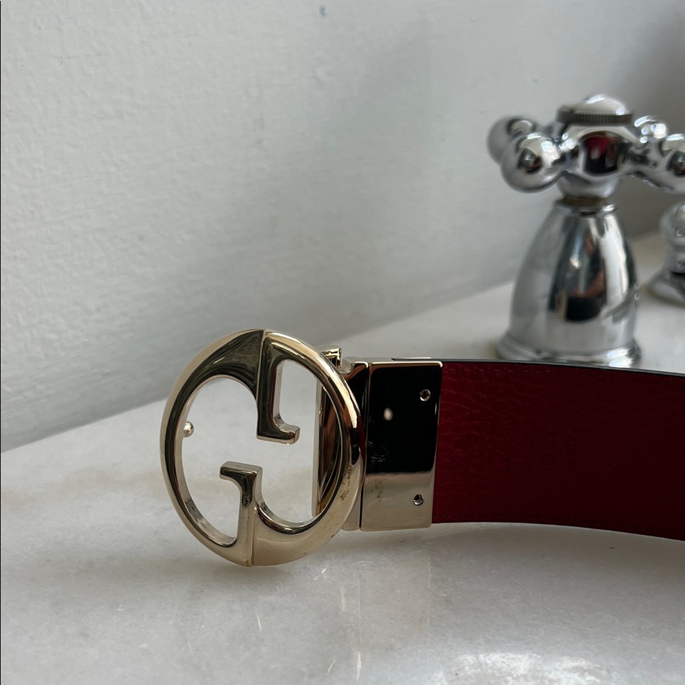 Gucci Black and Red Belt with Buckle - Picture 4 of 4
